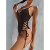 Women's One Piece Swimsuit Solid Color Beachwear Lace Up Side Design Adjustable Straps Padded Cups Swimwear