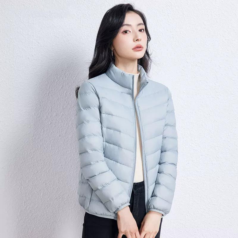 Pinghu down jacket women's light and thin down autumn and winter short stand-up collar fashion casual ultra-light warm jacket