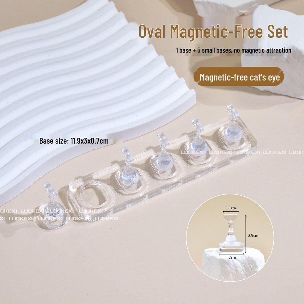 Transparent Acrylic Cat Eye Nail Art Holder – Non-Magnetic, Portable & Detachable Base