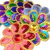 5Pcs Flower Sequined Appliques Beaded Appliques Floral Iron On Patches Repair