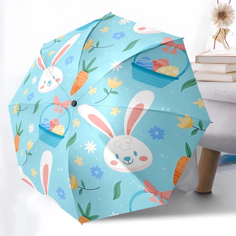

1pc Bunny, Carrot Automatic Folding Umbrella Durable Iron Frame,All Seasons Home Travel Outdoor Multifunctional Umbrella yy251115149
