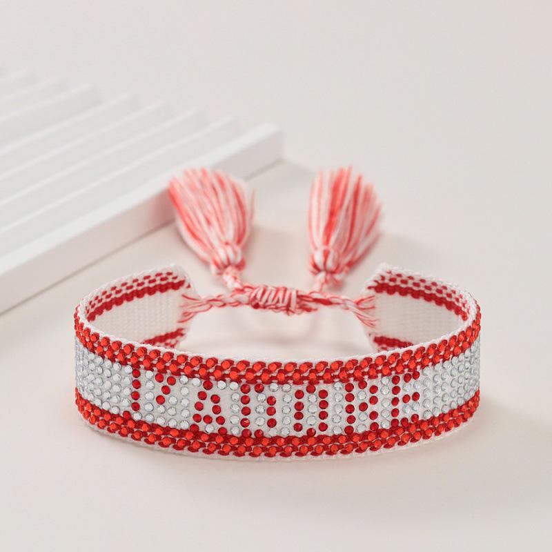 Unisex European Handwoven Tassel Bracelet with Hot-drilled Letter Design
