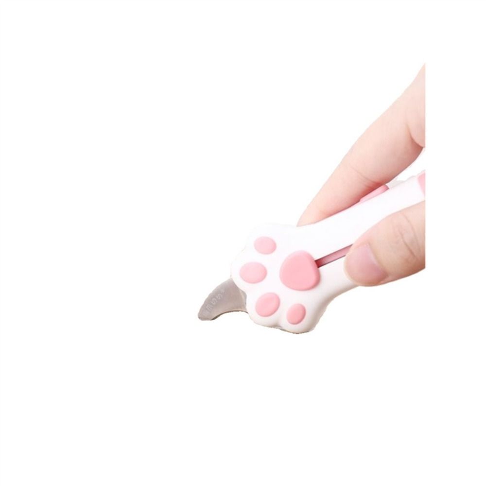 Plastic Material Cat Paw Box Cutter Cartoon Design Retractable Cat Knife  School Supplies