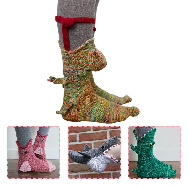 Christmas Crocodile Knit Chameleon Socks Animal Funky Knitting Pattern Gifts