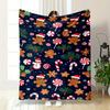Christmas Gingerbread and Candy Pattern Patterned Flannel Blanket Perfect for the Bedroom Living Room, Sofa, or a Little Nap