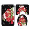 Christmas Shower Curtain Floor Mat Combination Four-Piece Set Bathroom Non-Slip Mat Toilet Absorbent Door Mat Carpet