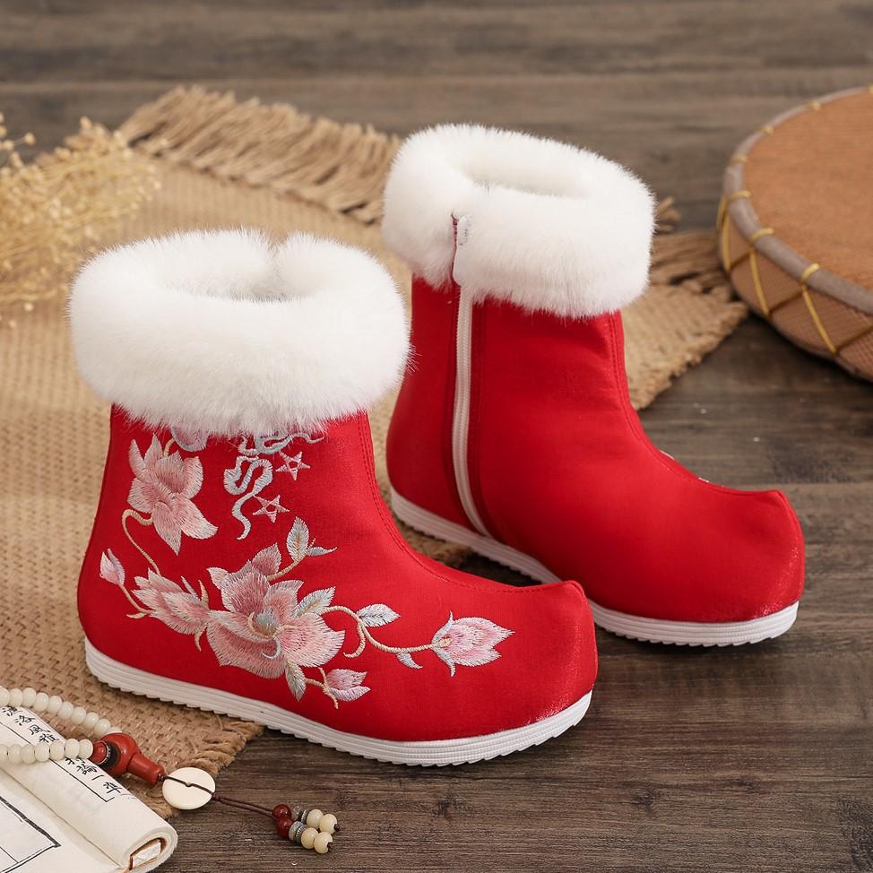 

Женские зимние теплые ботинки для снега, нескользящие полусапожки с флисовой подкладкой и боковой молнией, легкие вышитые короткие ботинки с подкладкой из искусственного меха для женщин 40