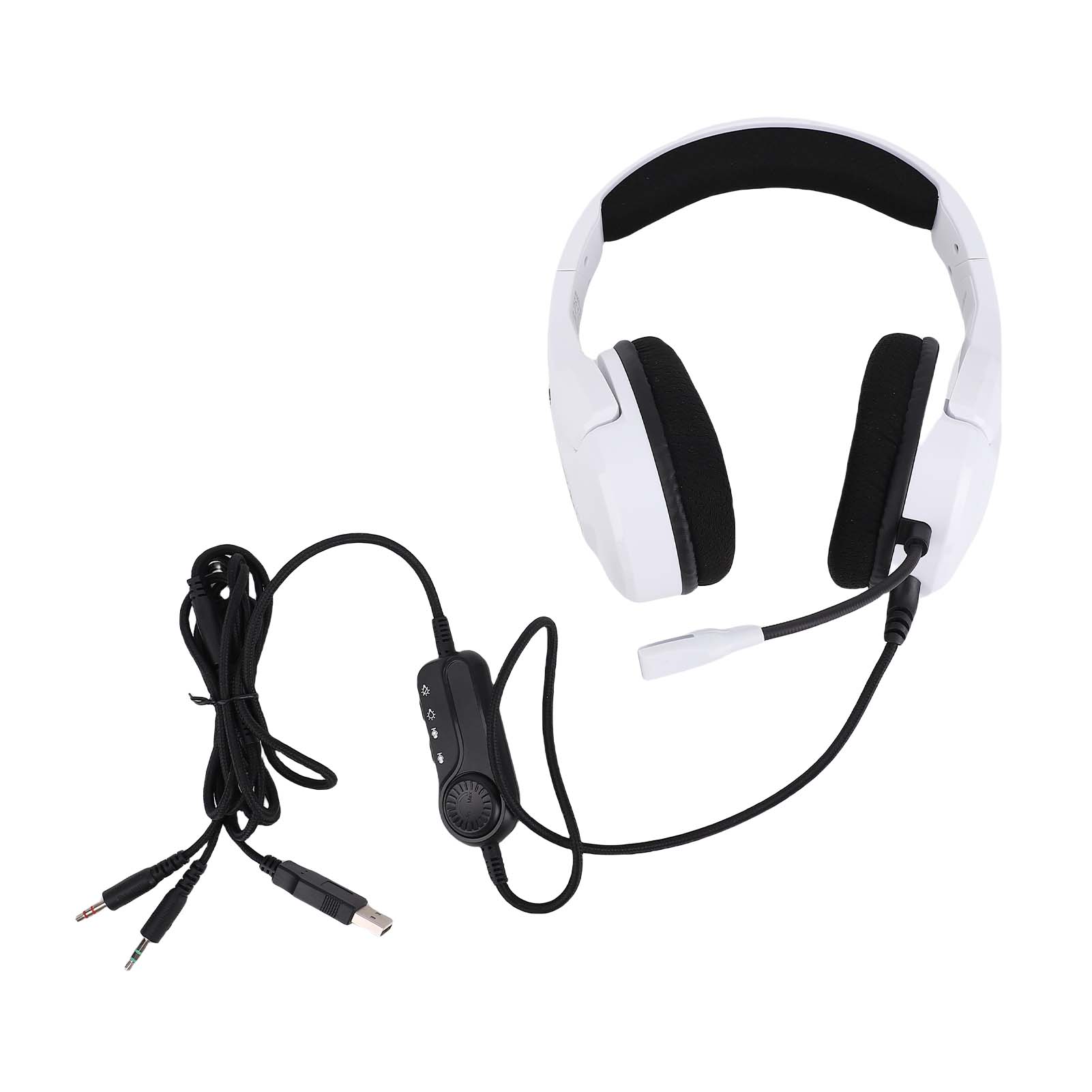 

3.5mm Gaming Headset with Omnidirectional Microphone, Over Ear Game Headset with RGB Lighting, Volume Control for белый