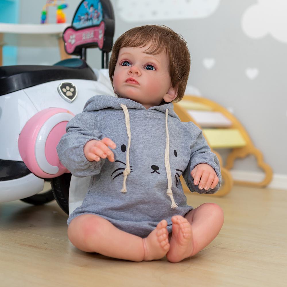 24'' 60 cm Simulering Reborn Dukke Tutti Myk Klut Kropp Naturtro Baby Boy Dukke med rotfestet kort hår True To Like Nyfødte babyer Dukker for barn i alderen 3+
