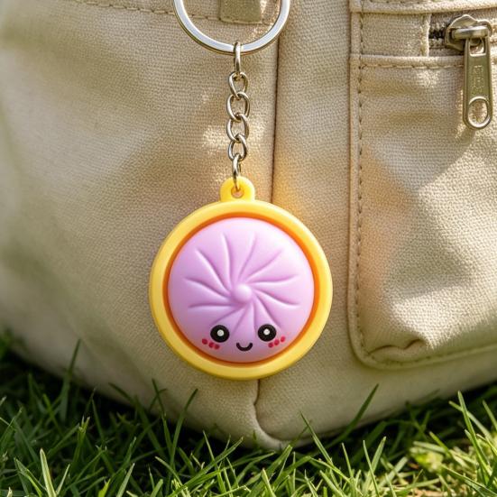 3Pcs Mini Dumpling Keychain Pendant Soft Food Charm Cartoon Snack Accessories for Bags Car