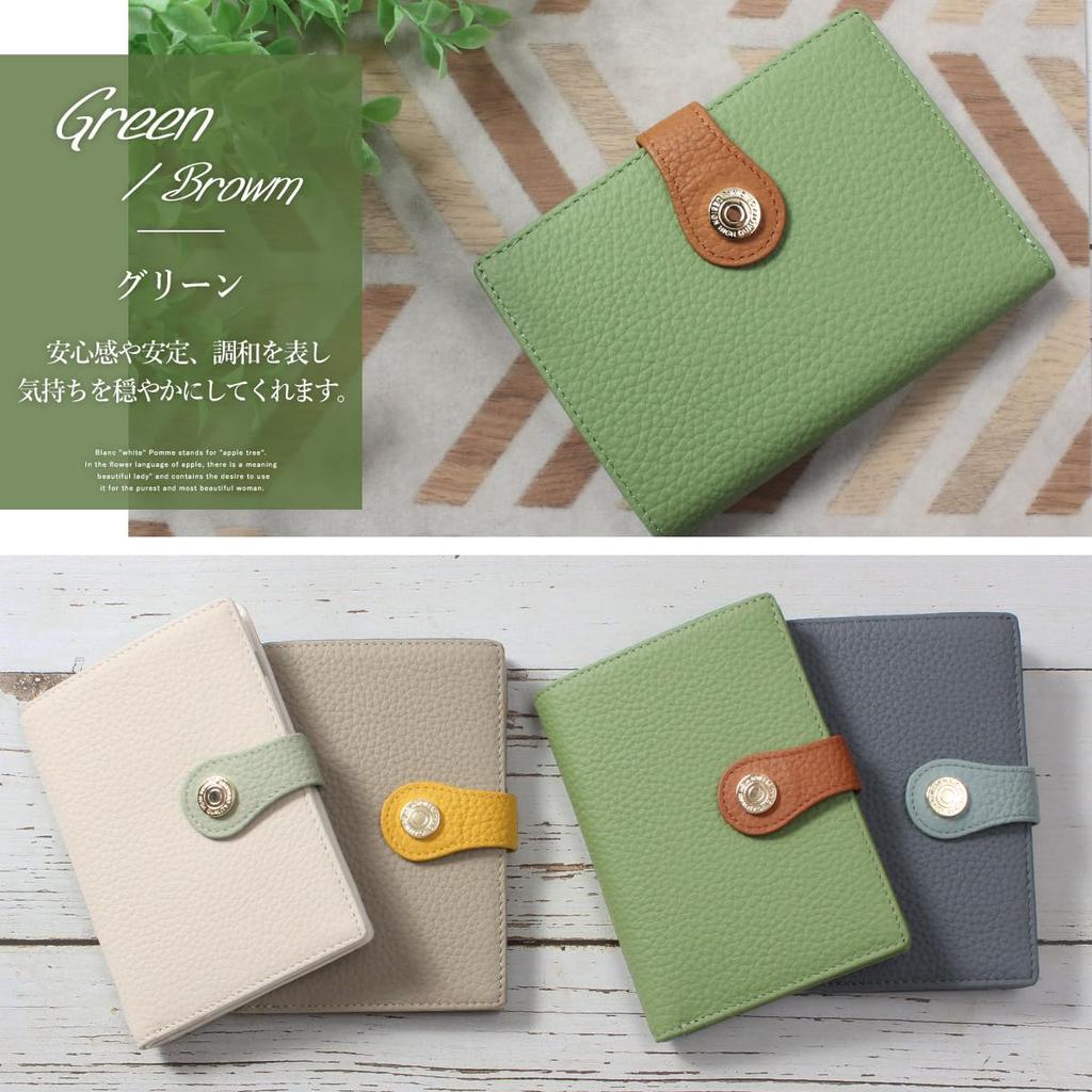 Blanc Pomme Damen Geldbörse aus echtem Leder, Zweifarbiges Design, Dünn und Stilvoll, Grün, bp-1087