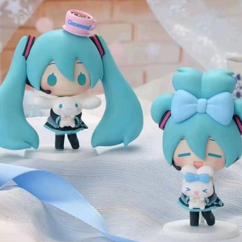 Anime Hatsune Cute Miku Cinnamoroll Figure Kawaii Q Version Pvc Model Action Figurine Desktop Decoration Collectible Toy Doll