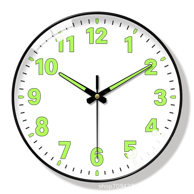 12-Inch Silent Luminous Wall Clock - Creative Fluorescent Bedroom Décor