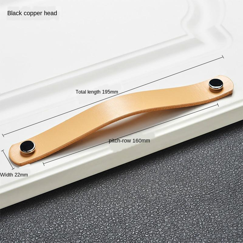 Nordic cowhide wardrobe drawer door leather handle kitchen cabinet bedroom study handle furniture children handlehandle