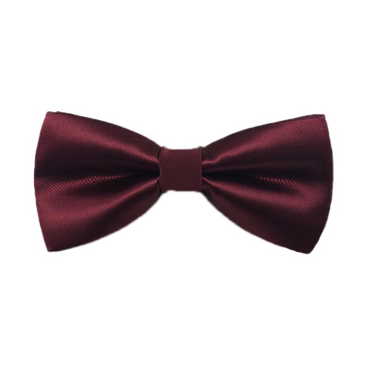 Men's Solid Color Double Layer Bow Tie - Poly Silk, Korean & British Style, Red/Black, Wedding & Best Man Accessory.