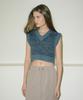 Etmon Color Blend Crop Knit Vest Blue