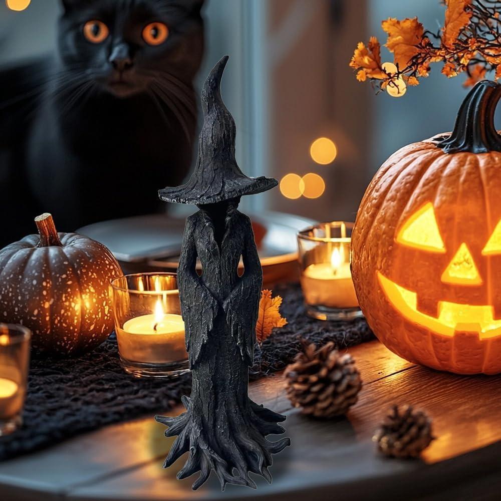 Creative Resin Halloween Witch Ornaments Retro Spooky Halloween Decorations Hand-Painted Forest Witch Ornaments Desktop Ornament