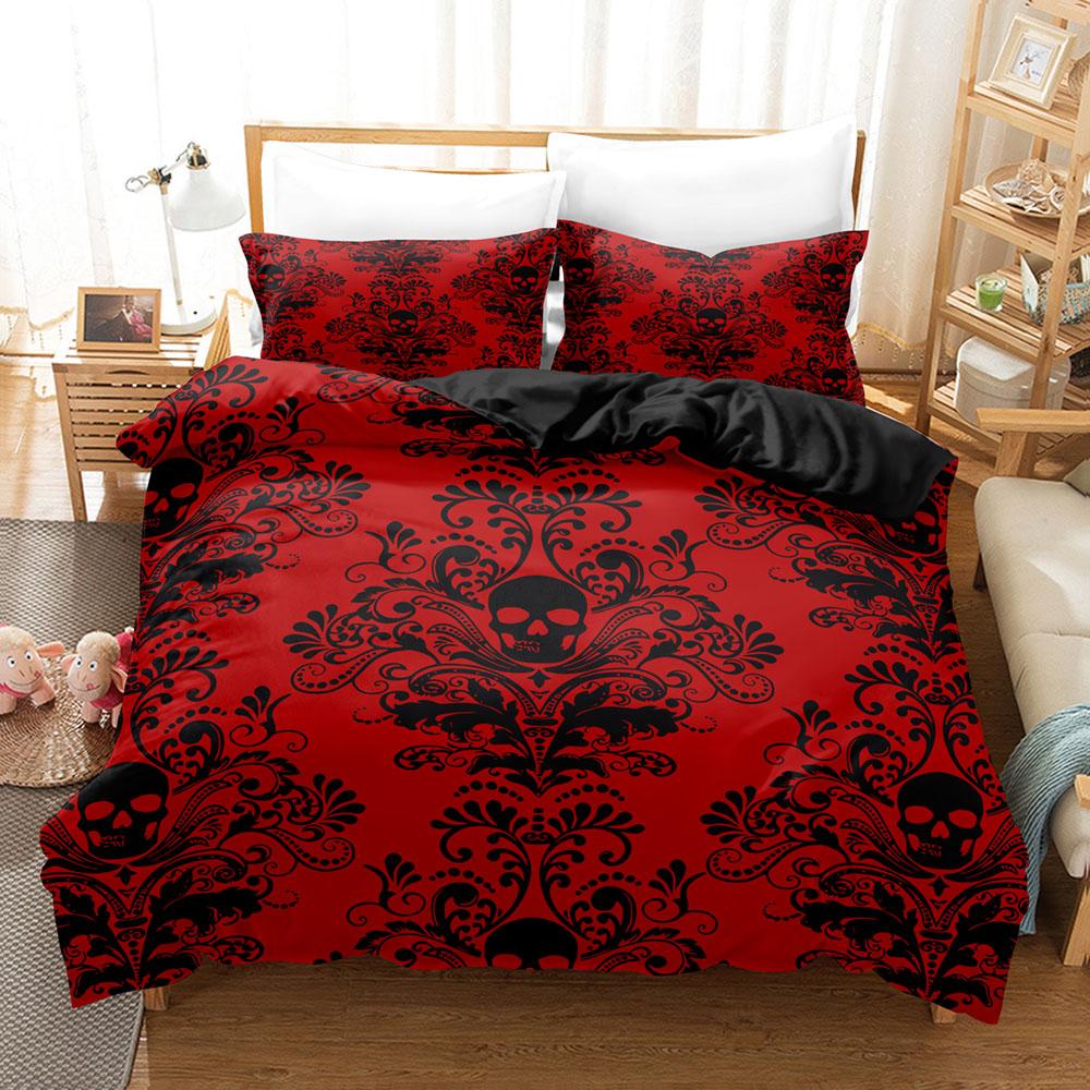 Gothic Style Skull Bedding Sets For Adults Bed Supplies Set Duvet Cover Set With Pillowcases No Filling Luxury Birthday Gifts