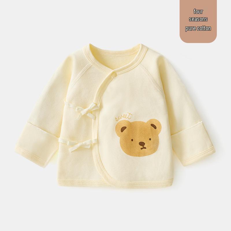 

Newborn Pure Cotton Belly-Protection Shirt: Anti-Stain, Soft, Long Front, Short Back Design. 52cm (fits 46-52cm, 2-3.5kg)