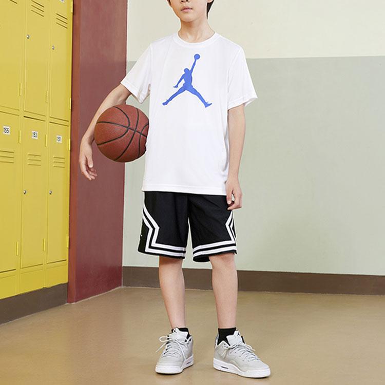 Jordan Logo Print Striped Casual Sports Shorts For Kids Kids Bottoms Black DR8097-010