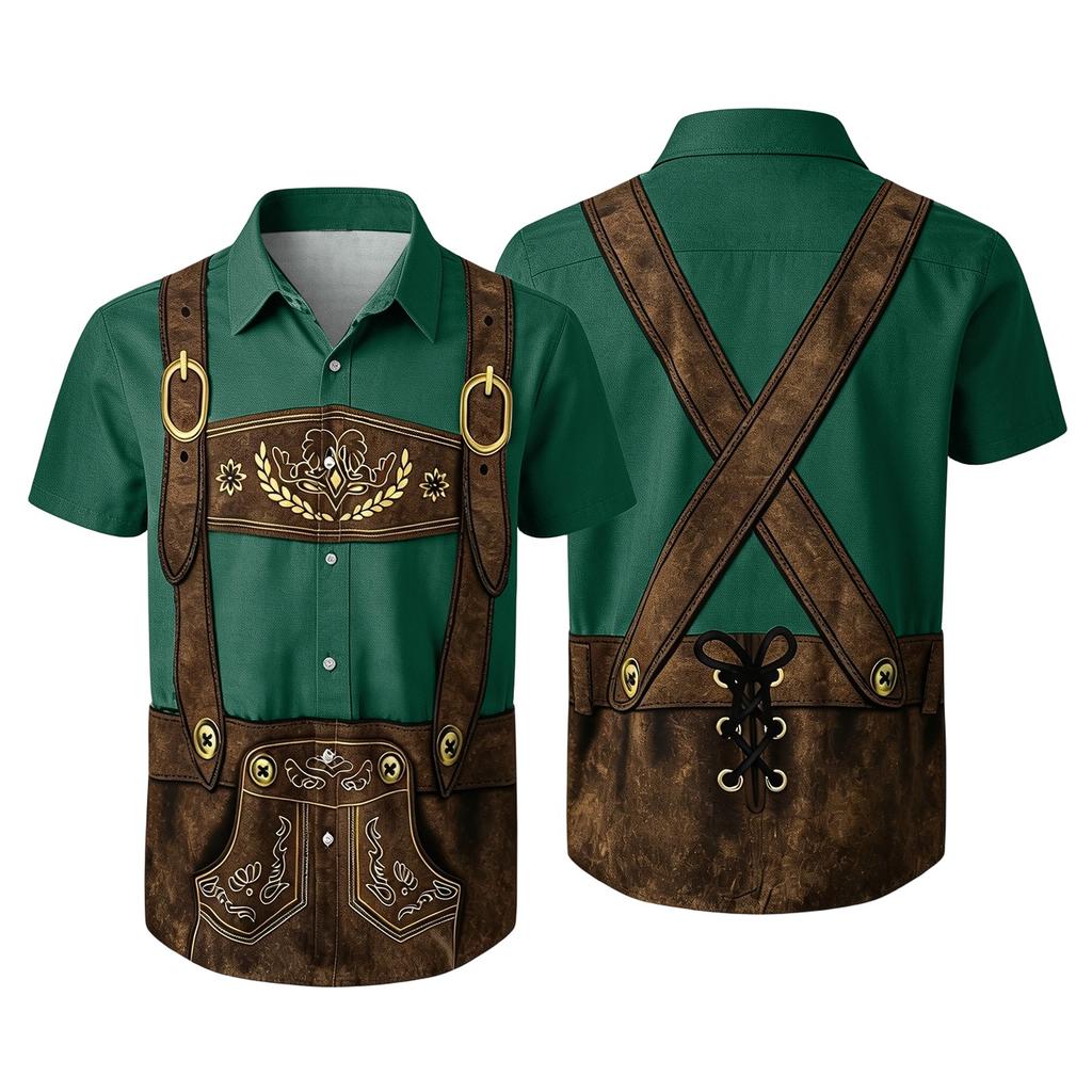 Men's Vintage Print Short Sleeve Cardigan Casual Loose Fit for Party Festival Daily Wear