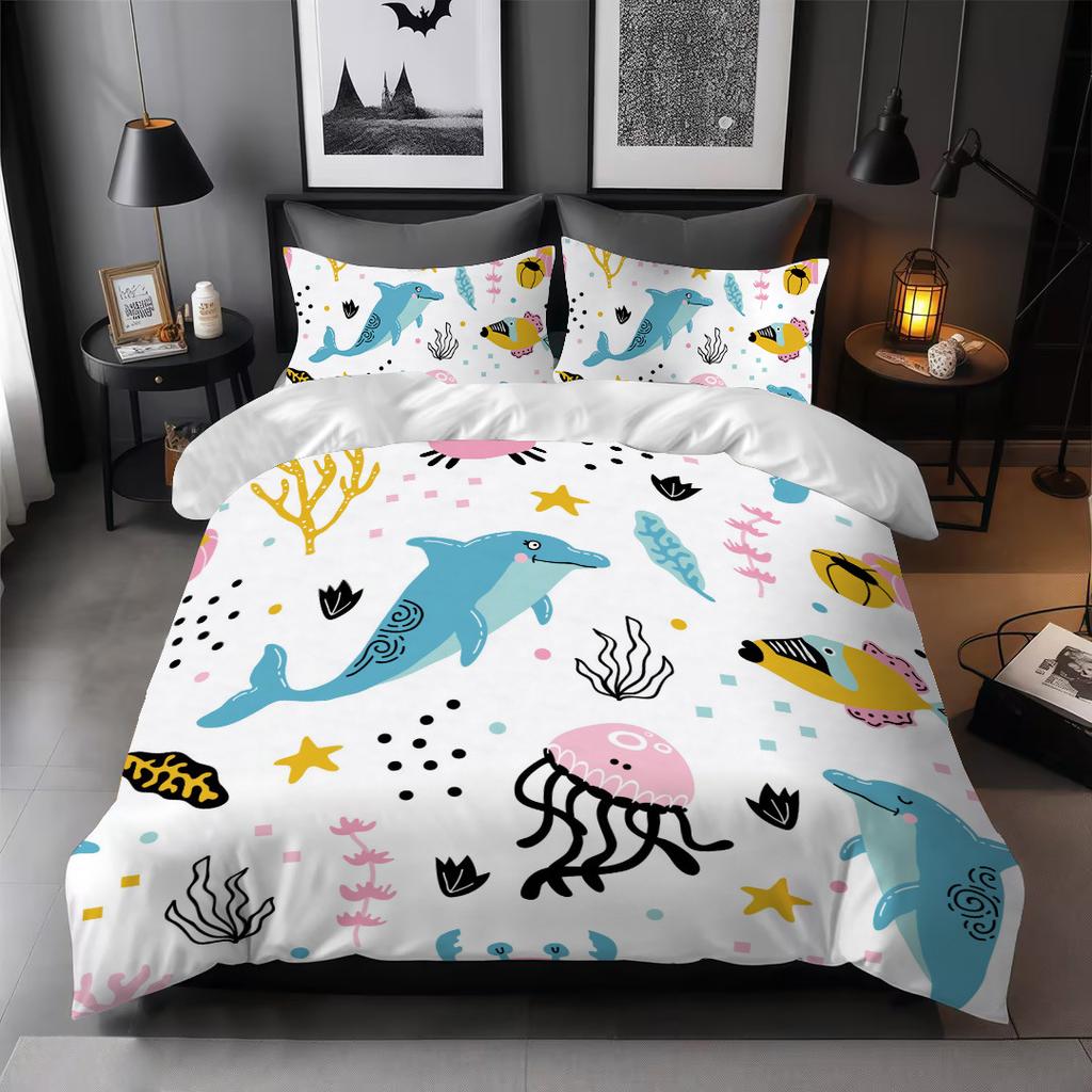 Juego de colcha infantil de dibujos animados de tres piezas, kit de ropa de cama con impresión digital 3D