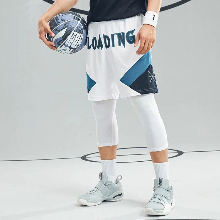 Li-Ning Wade Series Contrast Letter Print Straight Casual Shorts Men Bottoms Gem-Blue AAPS041-10