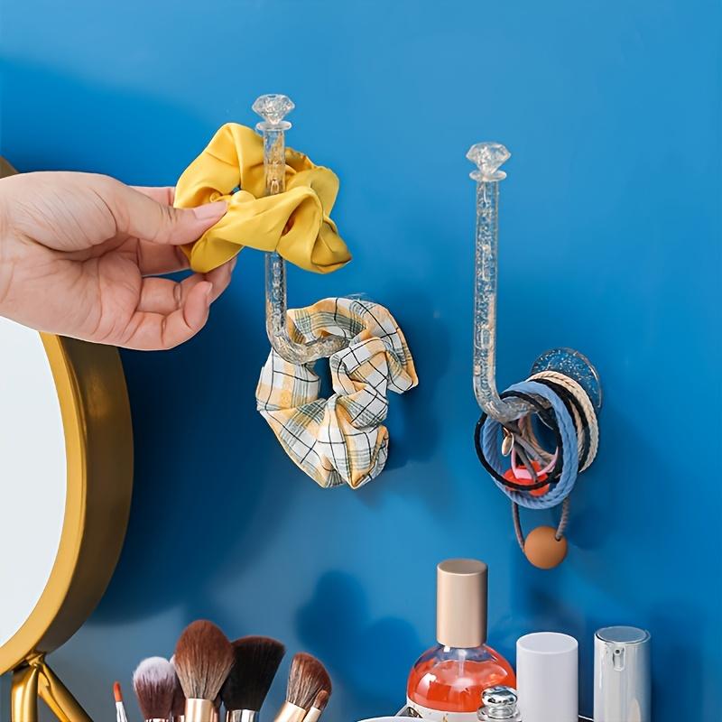 2pcs Clear Multifunctional Crystal Wall Hook for Hanging Necklaces, Jewelry, Bangles, Bracelets, Watches & Keychains Material:Plastic