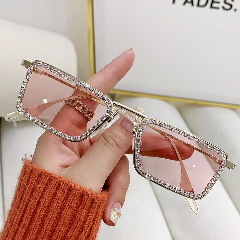 Frameless Sunglasses, Creative Personalized Women'S Sunglasses, Square Frame Sunglasses With Diamonds