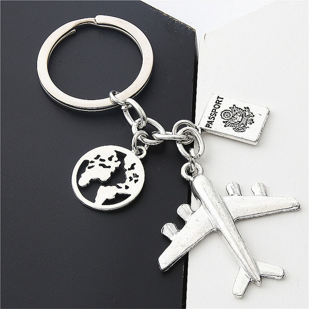 Metal No Matter Where Earth Airplane Keychains Travel Keyring Key Ring No Matter Where Pendant