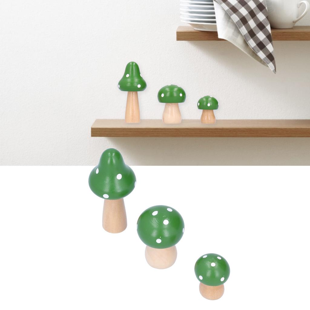 3PcsCelsiusSet Mushroom Crafts Innovative Cute Wooden Ornaments   Desktop Decoration