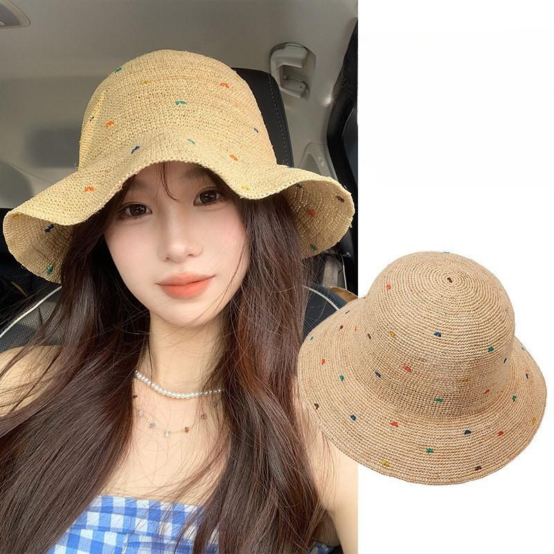 Stråhatt Dam Söt Stor Brätte Solskydd Vikbar Strandfiskare Semester Solhatt Strandhatt Sommar