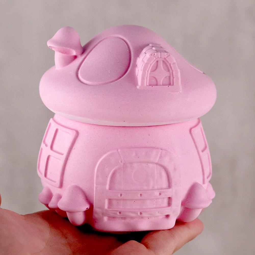 1Pc DIY Mushroom House Jar Silicone Molds Crystal Plaster Storage Box Jewelry Molds Epoxy Resin Candle Holder Home Decor