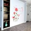 Pink Rose Wall Sticker for Romantic Bedroom Living Room Decor Self Adhesive Decorative Flowers for Doors Walls
