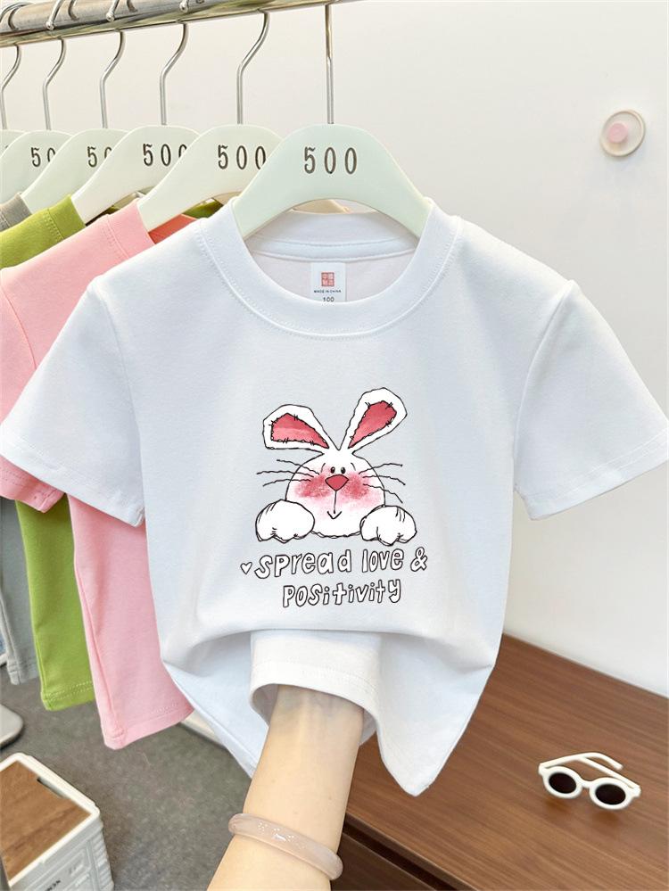 Kids Cotton Cartoon T Shirt Summer Short Sleeve Top For Boys And Girls Breathable Comfortable Tee