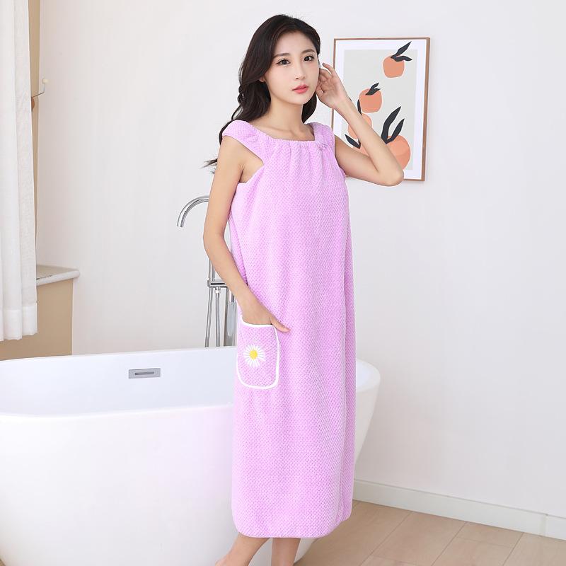 Pologg Embroidered Bath Skirt - Wearable, Wrapable, Plus Size, Absorbent, Soft, Durable Bathrobe Towel