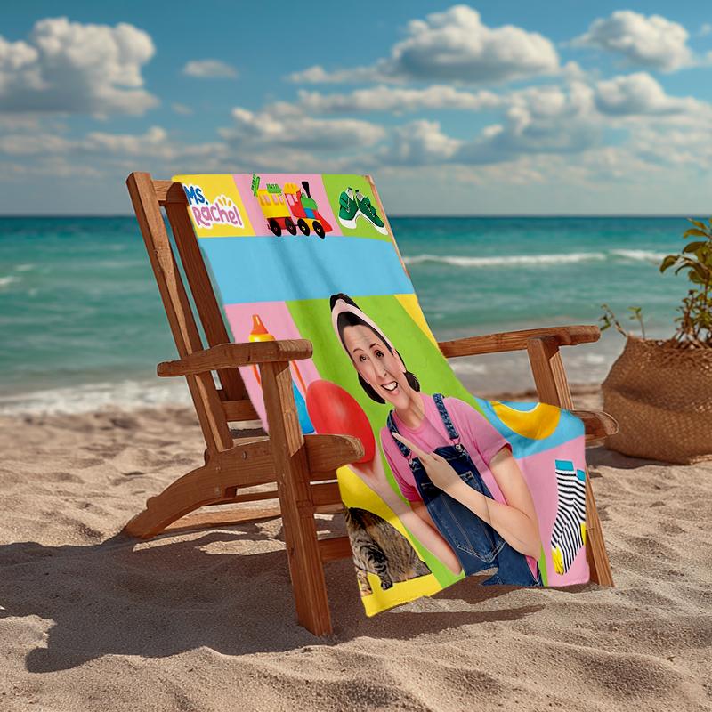 Ultra-Soft Beach Towel with Ms. Rachel Theme,Ideal for Pool - Camping, Diving - Perfect Travel Essential, Vibrant Beach Towel.