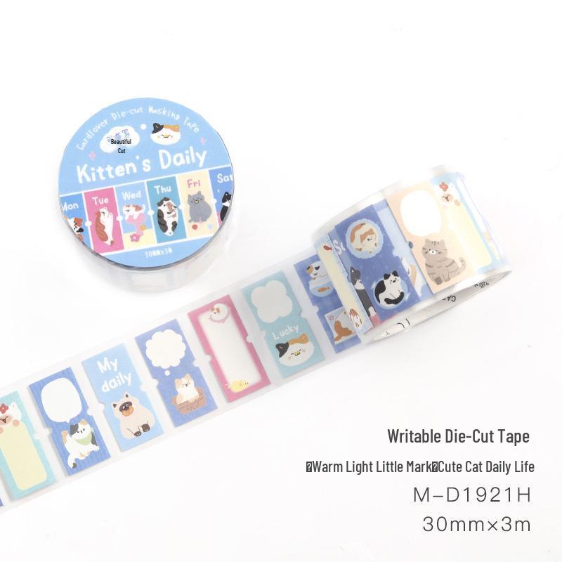Die-Cut Tape Warm Light Small Imprint Cute Pet Journal Decorative Label Stickers