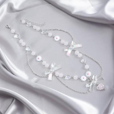 French Light Luxury Acrylic Bow Necklace Collarbone Chain Temperament Versatile High-End Jewelry Women