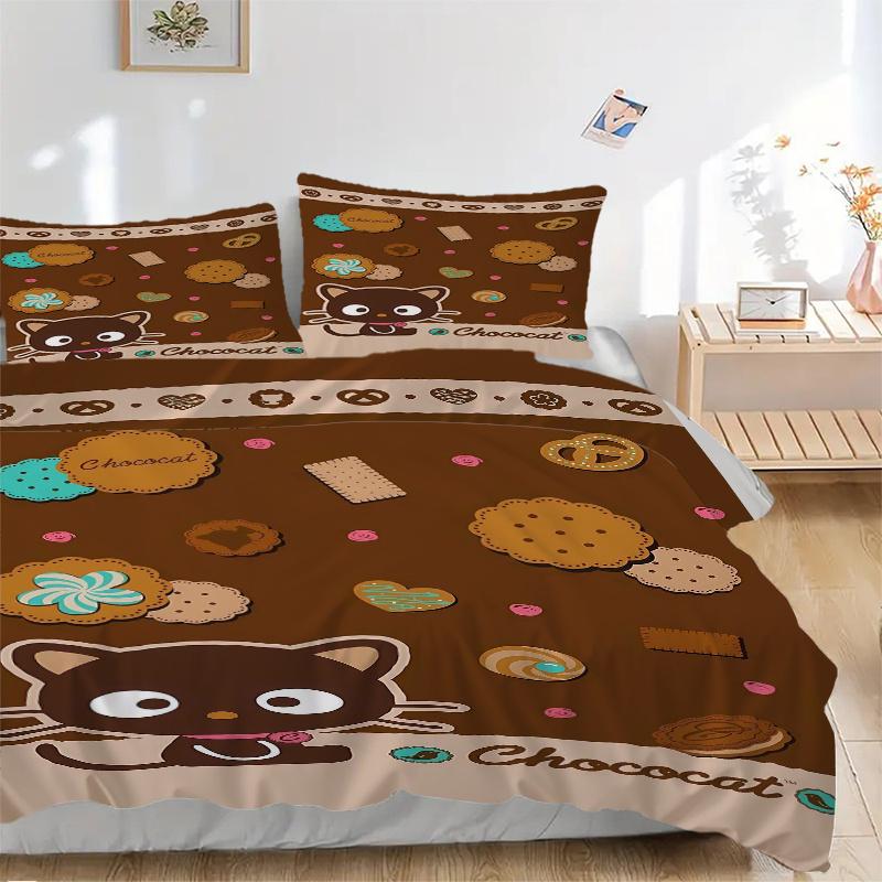 

3 шт. Комплект постельного белья с рисунком Chococat Cookies and Cream, трехсекционный (1 Наволочка + 2 Наволочки, Без Наполнителей), Мягкий и удобный S004 135x200cm