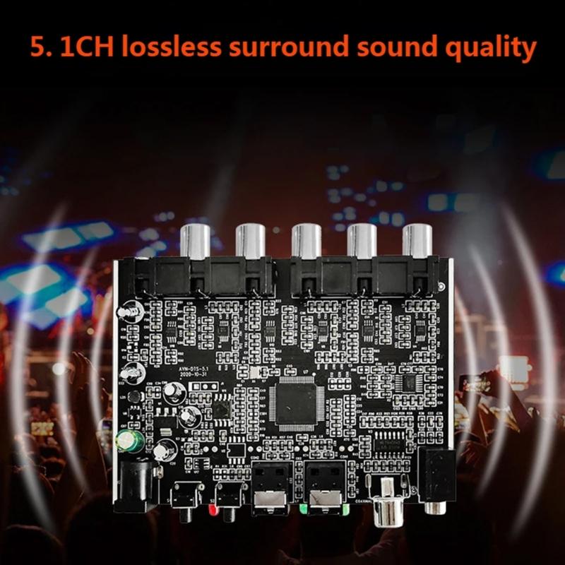 High Accuracy Sound Processor Transforming SPDIF Coaxial Stereo Signals into 5.1 Analog Surround Sound for Enhances Listen