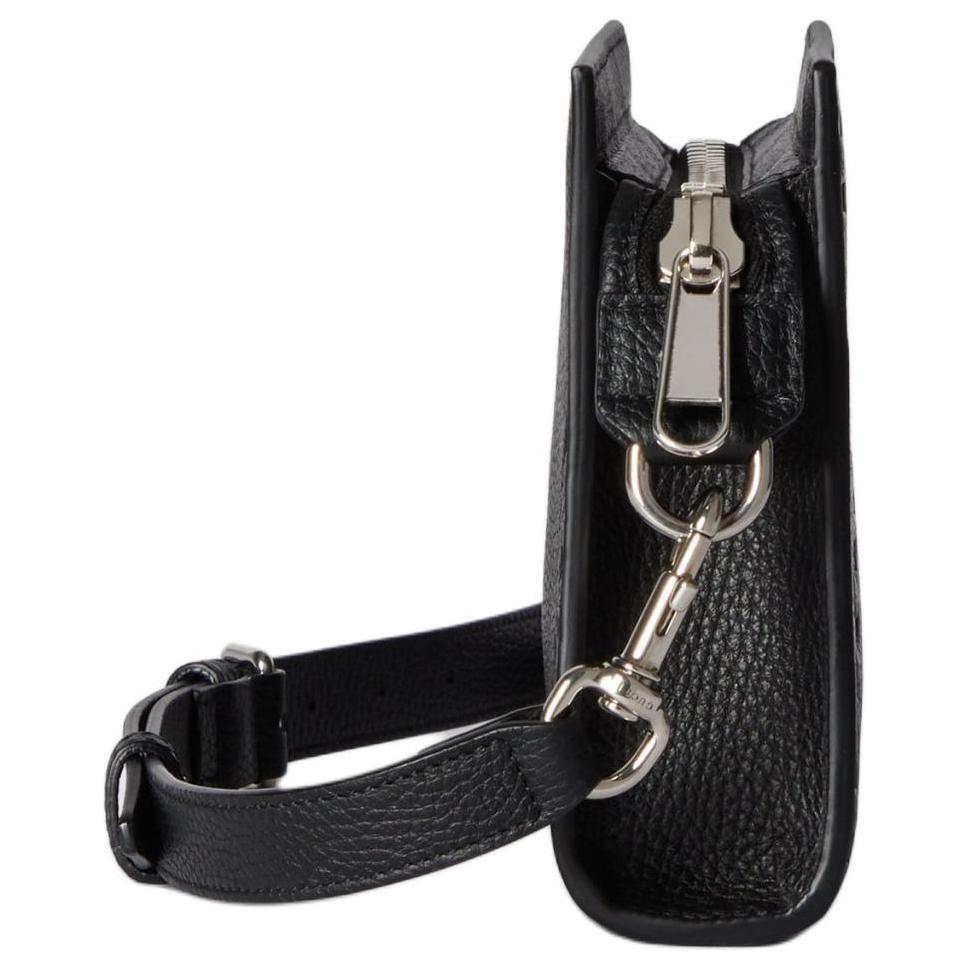 Gucci Pochette Zippée en Cuir Noir Gaufré GG Sac Bandoulière Pour Utilisation Quotidienne Unisexe