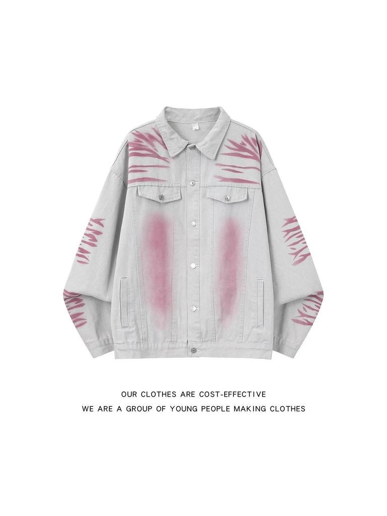 Retro Hong Kong-stil Herr Casual Arbetskläder Jacka - Långärmad, Lös Passform, Trendigt Ytterplagg