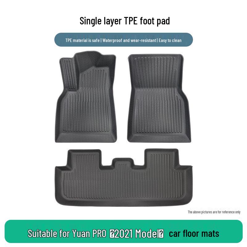 Compatible with BYD Yuan PRO 2021: Three-Piece Set TPE Anti-Slip Floor Mats.