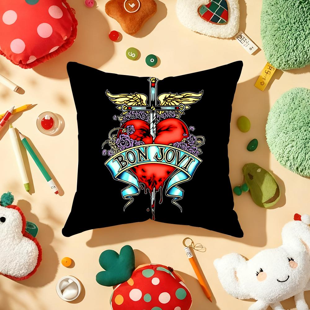 BBon JJovi Rock Kussenhoes Pluche Stof Zacht Dubbelzijdig Bedrukt Bank Warm Winter Huis Cadeau Kussenhoes