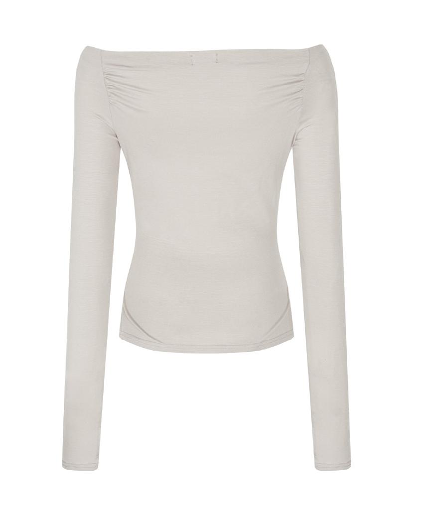 Peullijeunopallou Seni Long Off-Shoulder Top (Silver Beige)