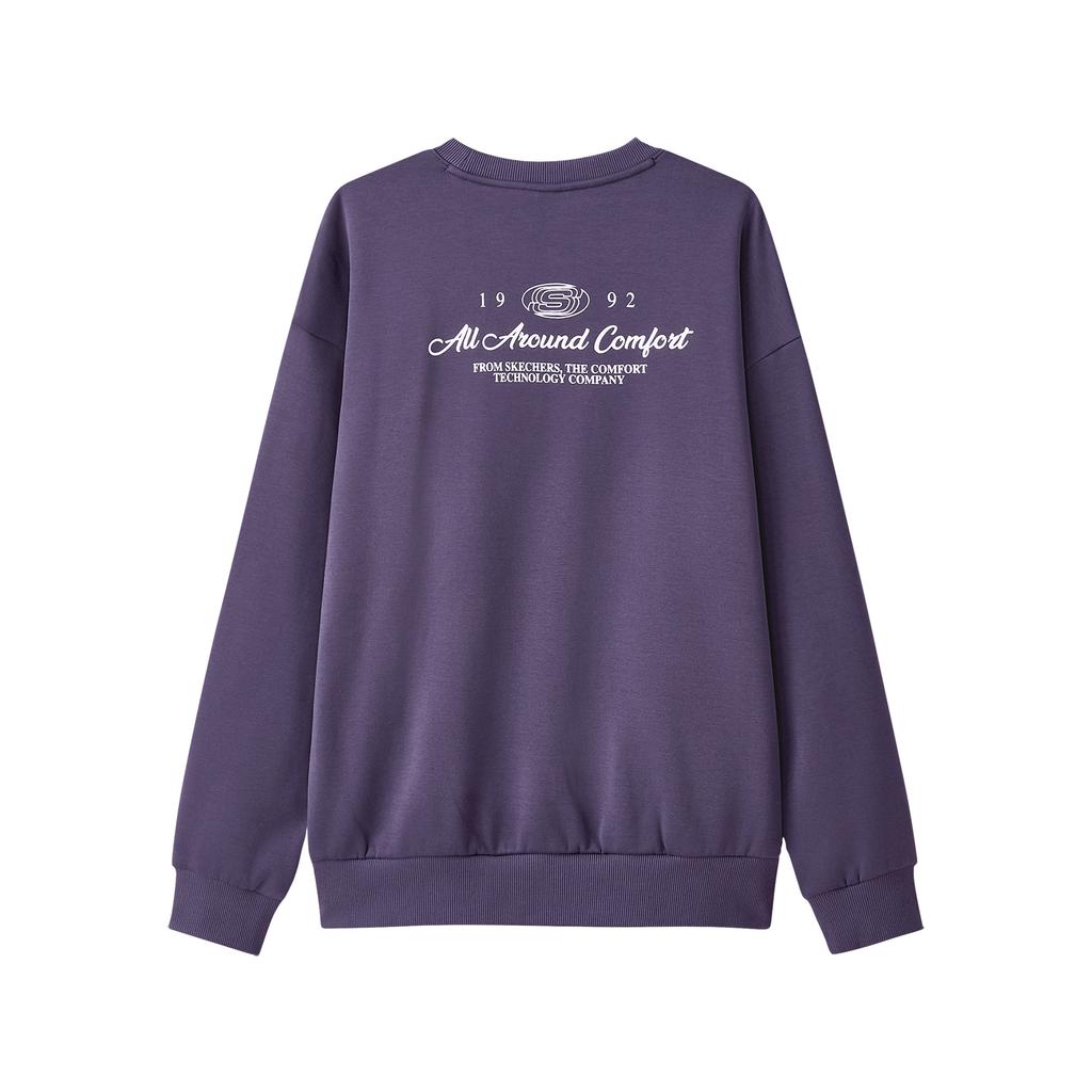 Skechers Fleece Lined Warm Sports Casual Commuter Loose Comfortable Soft Skin Friendly Logo Round Neck Pullover Sweatshirt L324U189-04QU