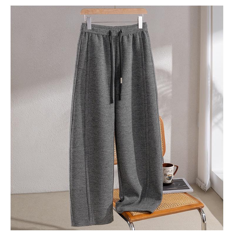 2025 Puyuan Autumn/Winter Silk Cashmere Women's Wide-Leg Pants with Double Pockets