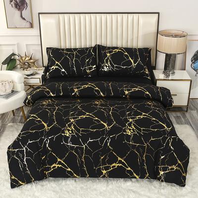 Golden Marble Texture Applique Art Duvet Cover Set King Queen Double Full Twin Single Size Bed Linen Set