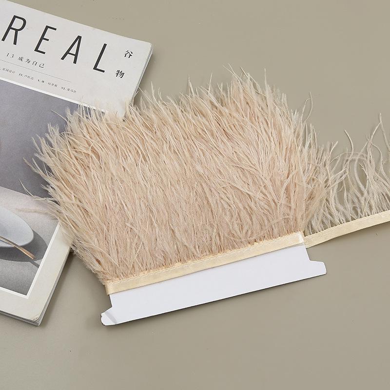 Color 8-10 Cm Ostrich Hair Cloth Edge Clothing Cuffs Hem Ostrich Feather Strips Cloth With Accessories Lace